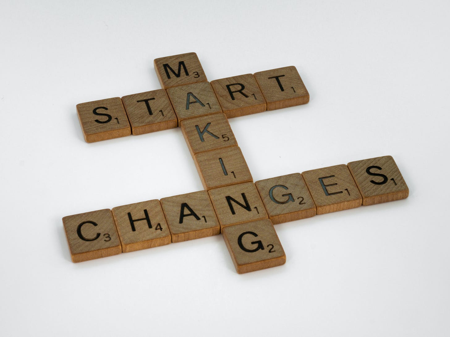 Game tiles reading "start making changes"