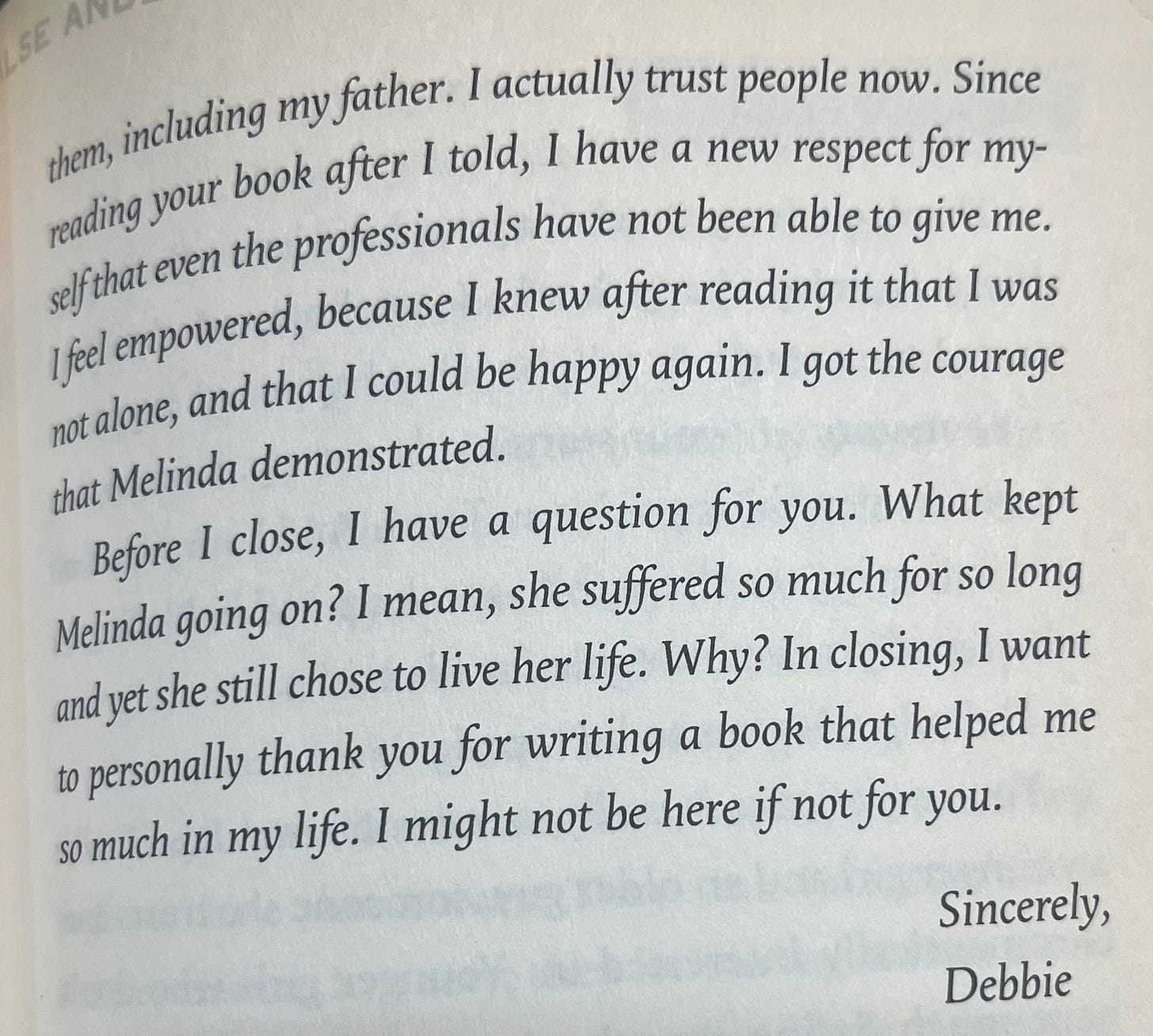 The text of a letter to Laurie Halse Anderson about a teen rape. 