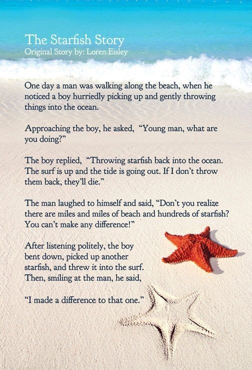 Pin by Ginny G on SSW | Starfish story, Inspirational quotes, Quotes