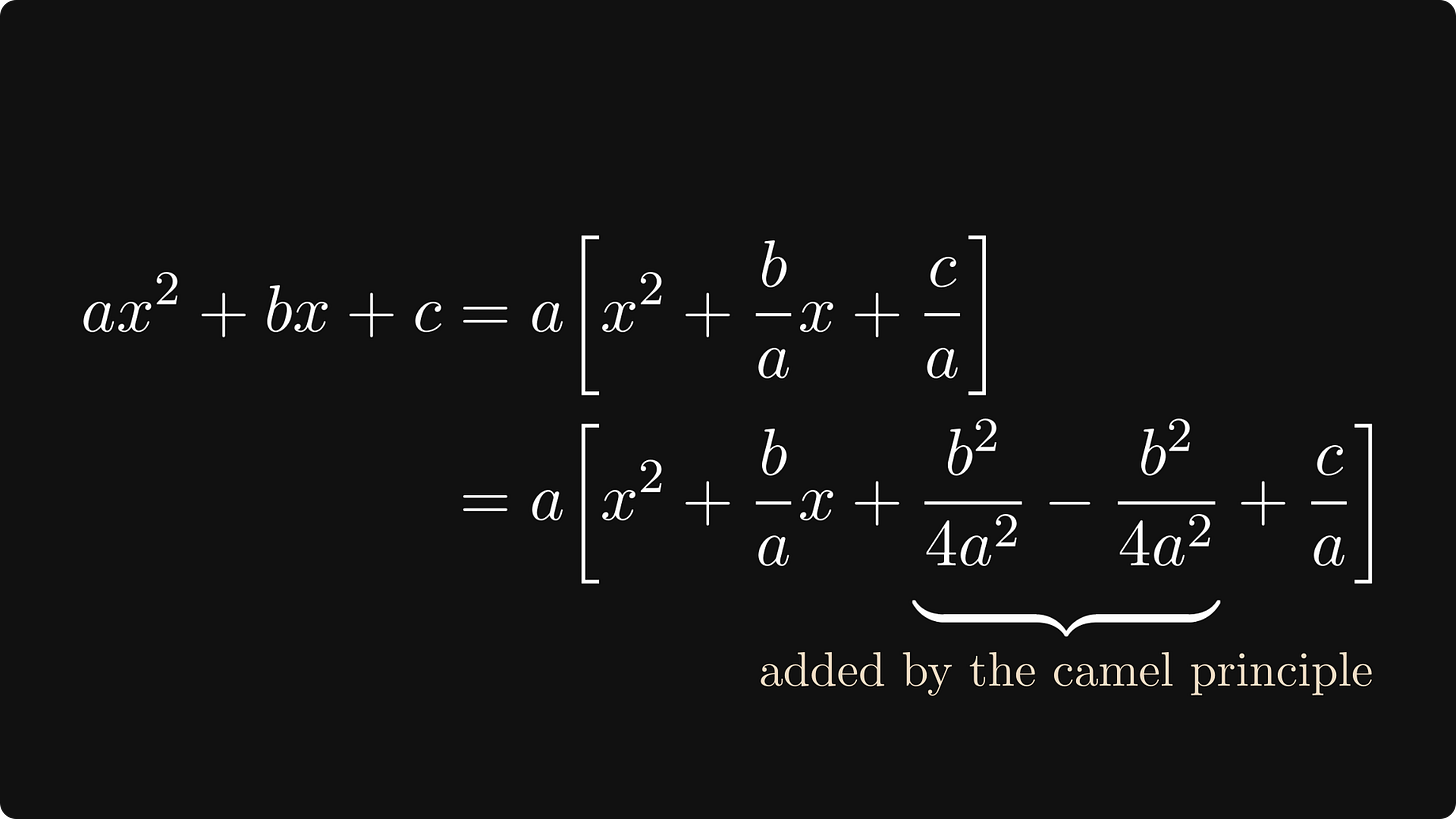 Solution formula for the quadratic equations
