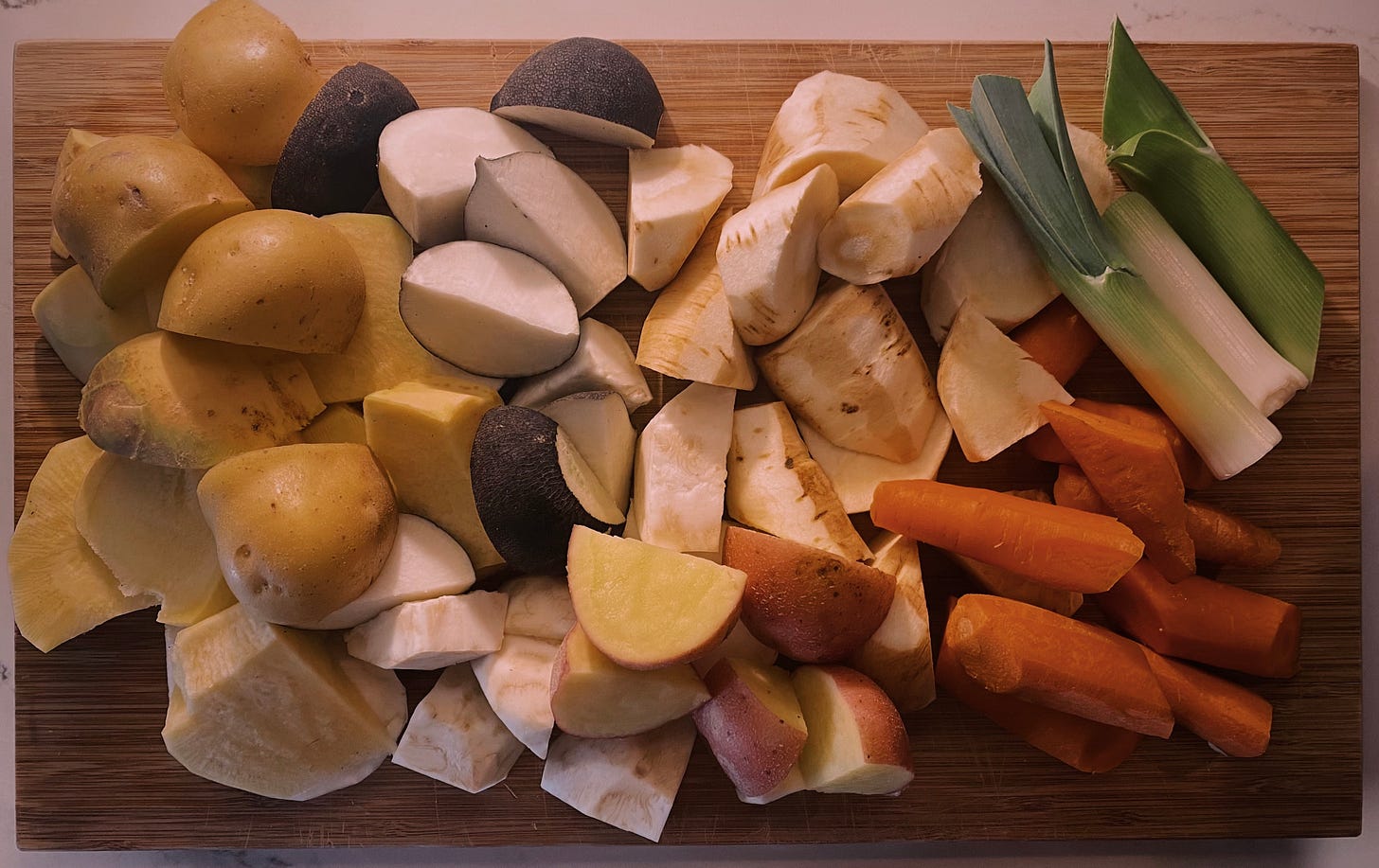 cut up vegetables for pot-au-feu