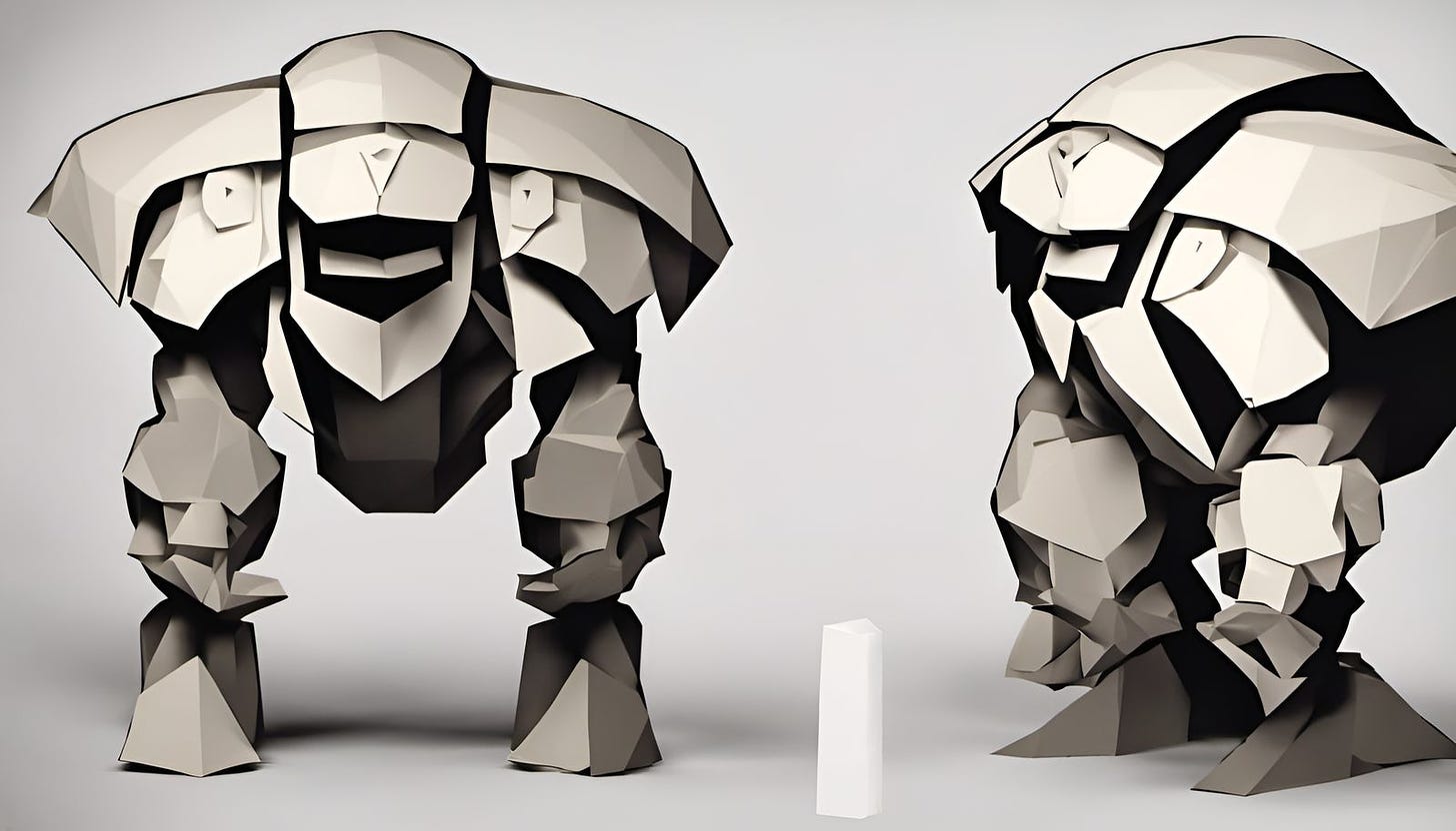 paper golem, stylized, high contrast