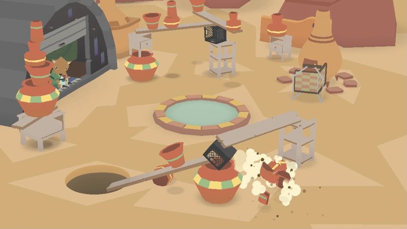 A hole growing bigger, knocking over tables and smashing pots. A hole growing bigger, knocking over tables and smashing pots.