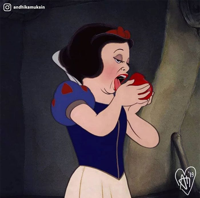 Eating Apple | Realistic disney princess, Snow white disney, Snow white