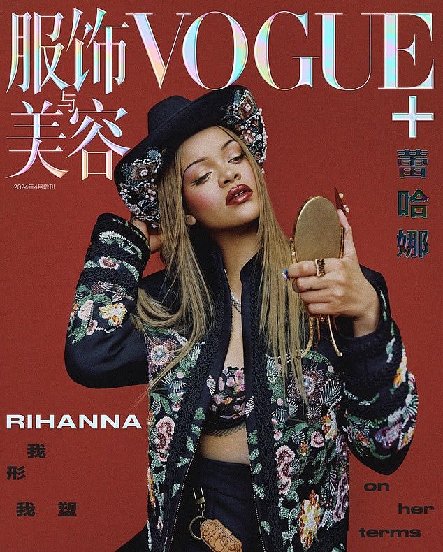 Rihanna oozes cover girl chic in an embroidered cowboy hat and jacket for Vogue  China as she launches her billion dollar beauty brand Fenty in the country  further expanding her empire |