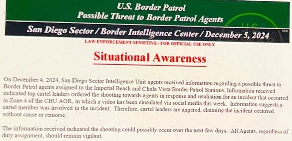 Border Patrol warning to its agents