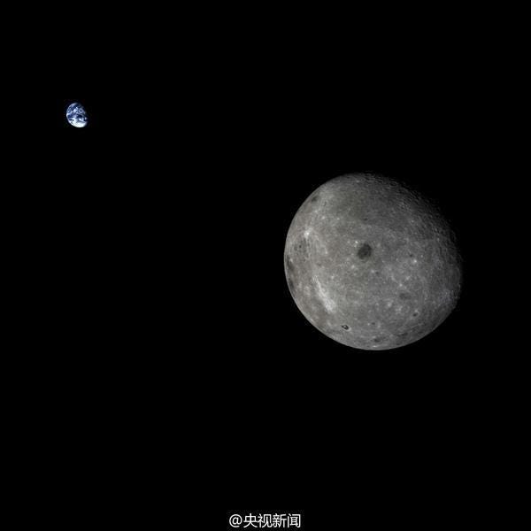 View from Chang’e-5 T1: Earth and Moon from the Lunar Farside.
