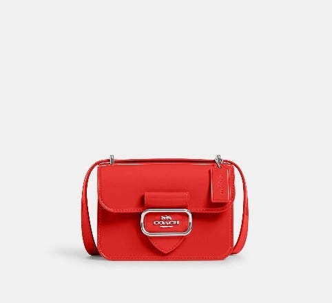 COACH®,Jelly Morgan Square Crossbody Bag,Crossbody,Metal,Embossed,Logo,Day Party,Red,Front View