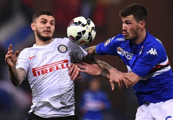 sampdoria beats inter milan serie a soccer 2015