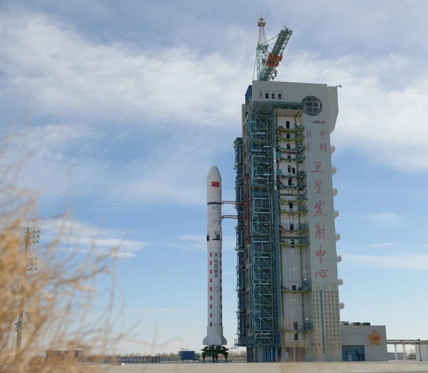 The Long March 2D Y101 vehicle at Launch Area 4 ahead of its mission.