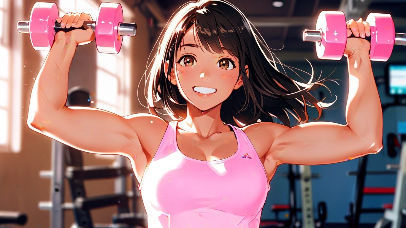 ilustración estilo manga de una mujer ejercitándose 