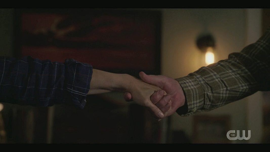 Bonham and Abilene holding hands on Walker 3.02.