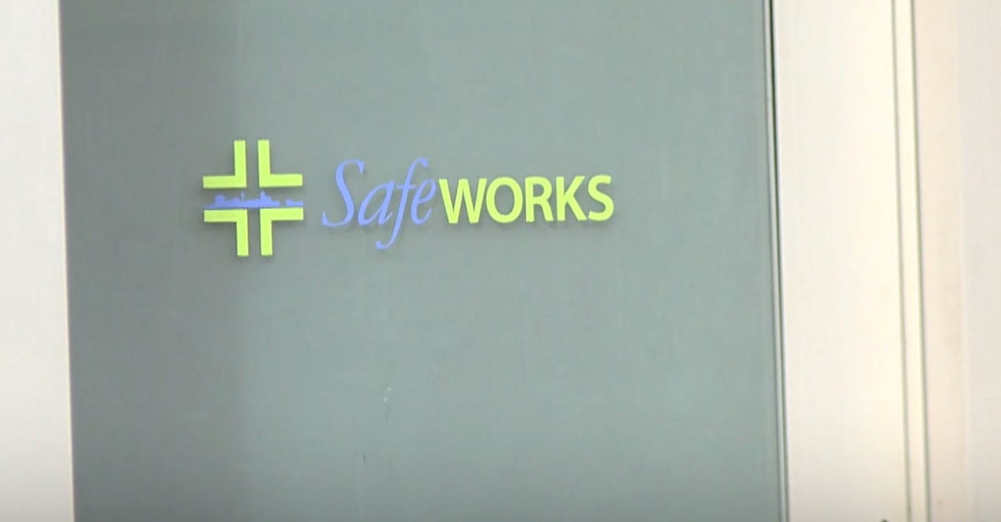Image of the front door of Safeworks, Calgary's supervised consumption site