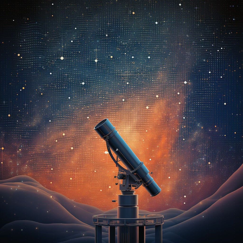Telescope observing the night sky