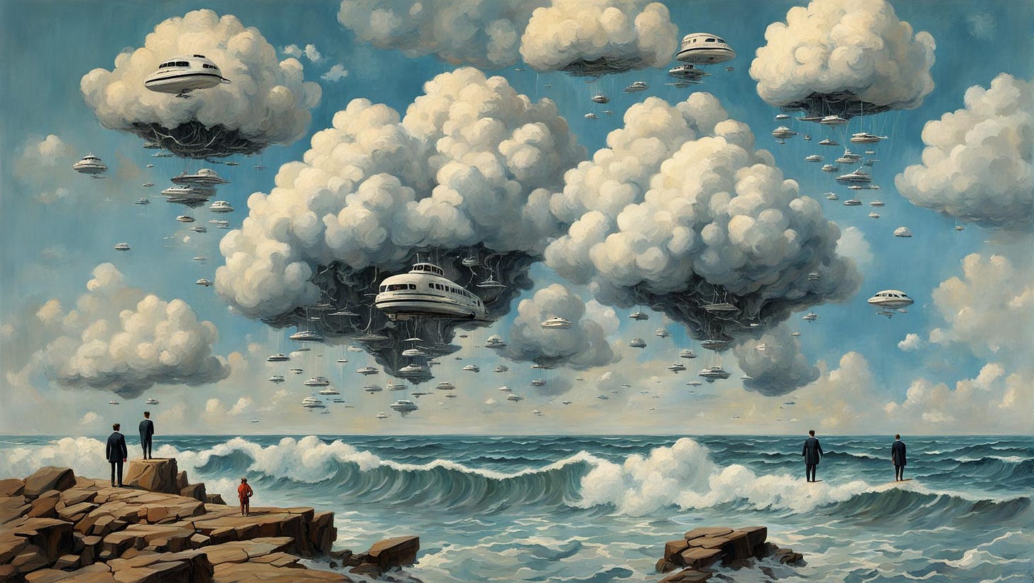 Surfing on neuronal Concept Clouds, art by Rene Ma