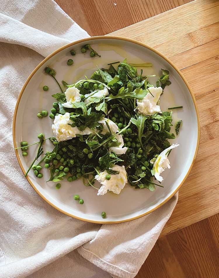 Crushed peas with burrata and black olives - Nothing fancy alison roman