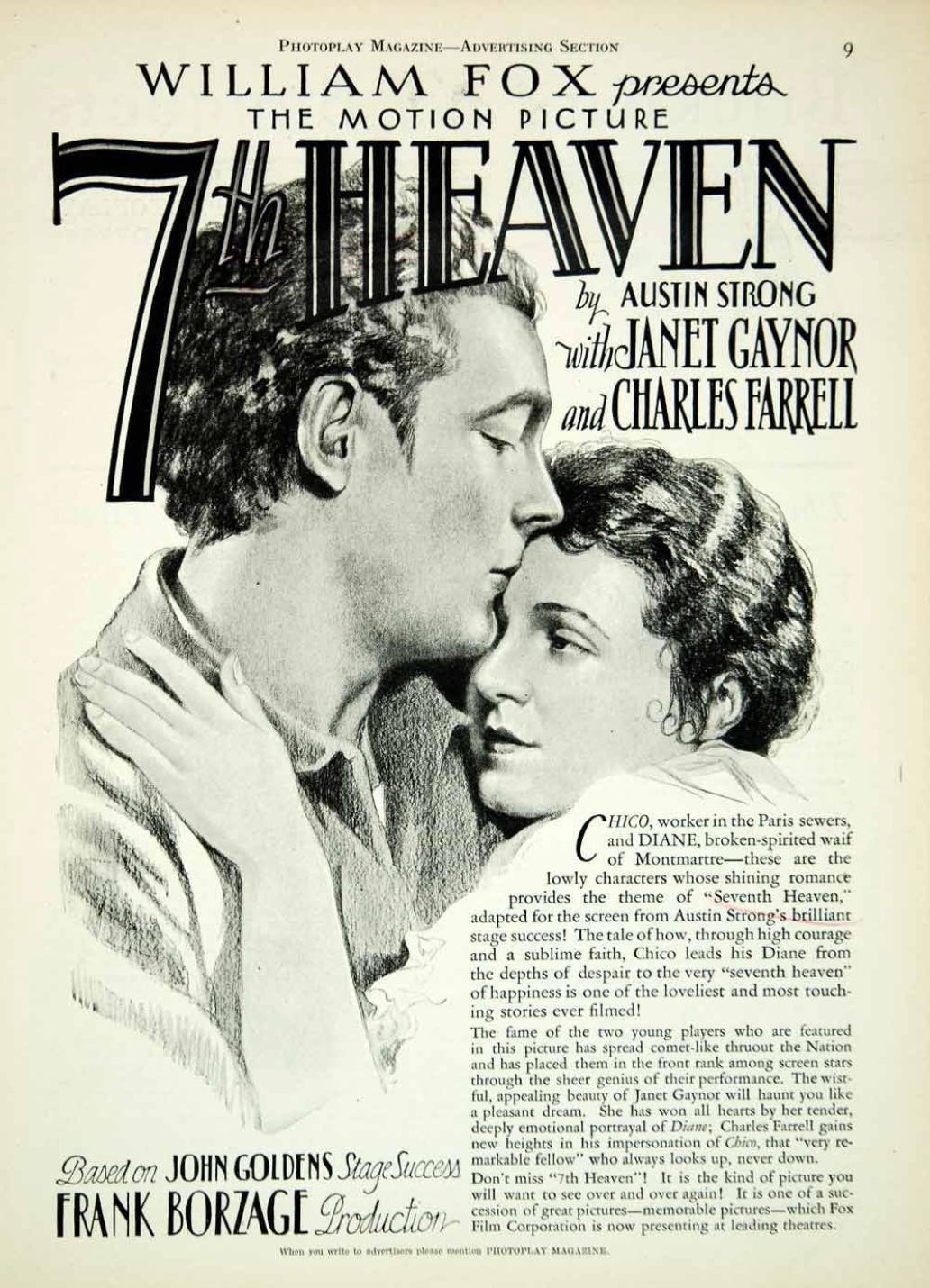 Theatrical poster for 7th Heaven, 1927