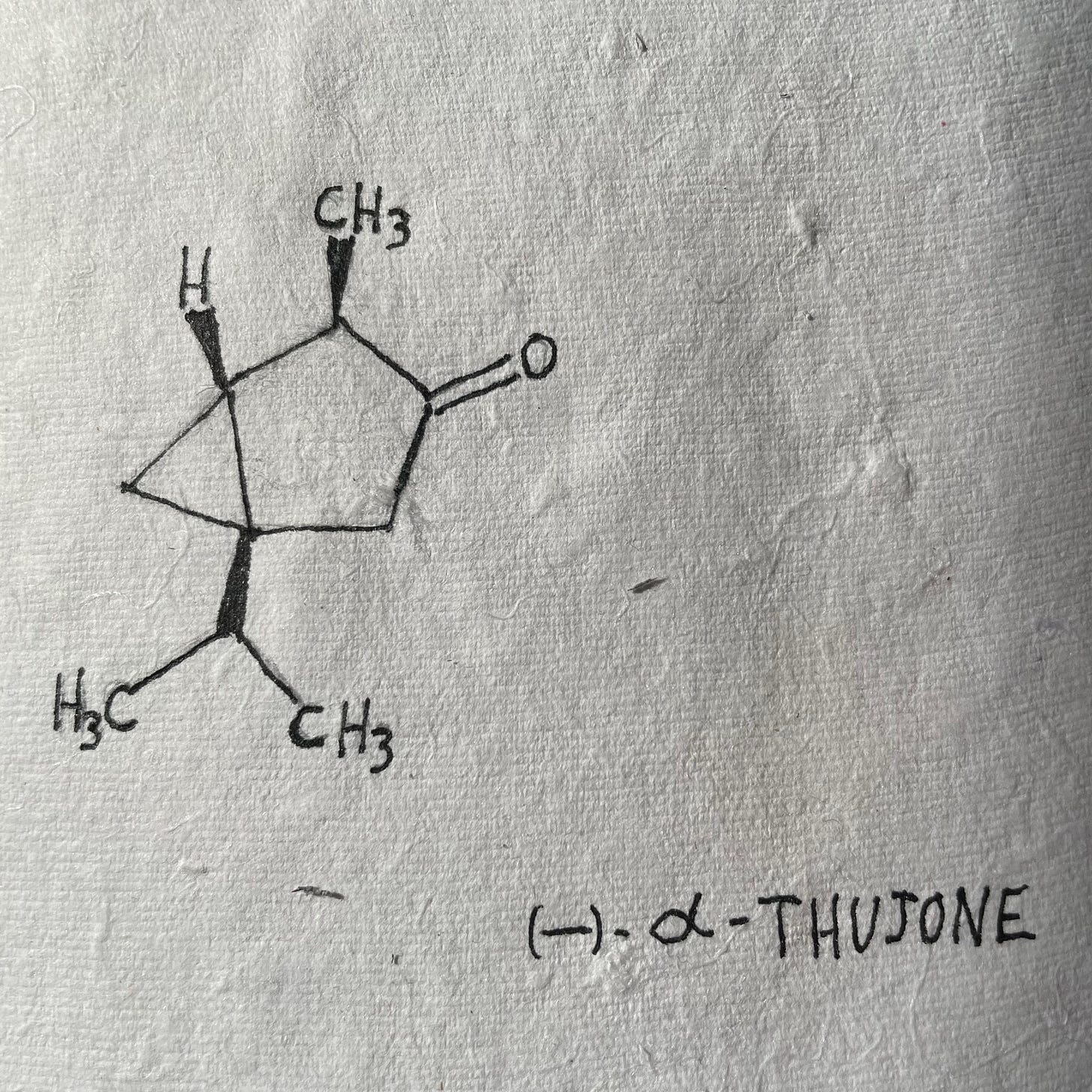(-)-alpha-Thujone  a.k.a.   (1S,4R)-1-Isopropyl-4-methylbicyclo[3.1.0]hexan-3-one, 