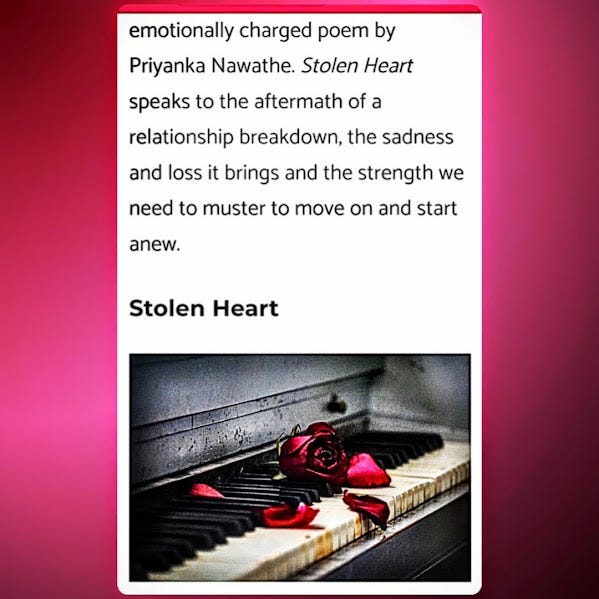 My poem STOLEN HEART introduced by Niema Bohrayba