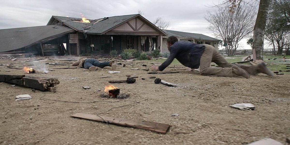 Cordell Walker crawling showing Jared Padalecki tight pants to dead Julia.