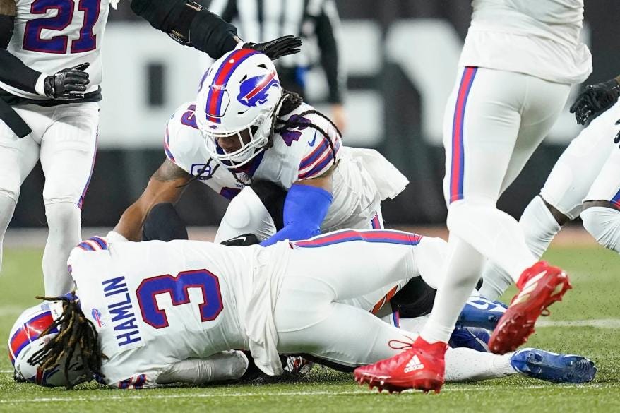 Bills' Damar Hamlin in critical condition after collapsing on field,  receiving CPR