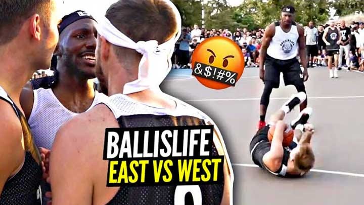 Ballislife East Coast vs West Game!! THINGS GOT HEATED & PHYSICAL! 😱😱  Streetball Event of The Year! - Ballislife.com