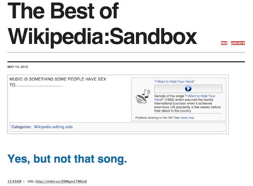 Best of Wikipedia Sandbox Tumblr screenshot