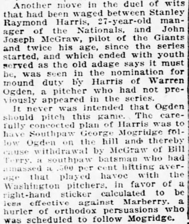 1924 Washington Evening Star World Series