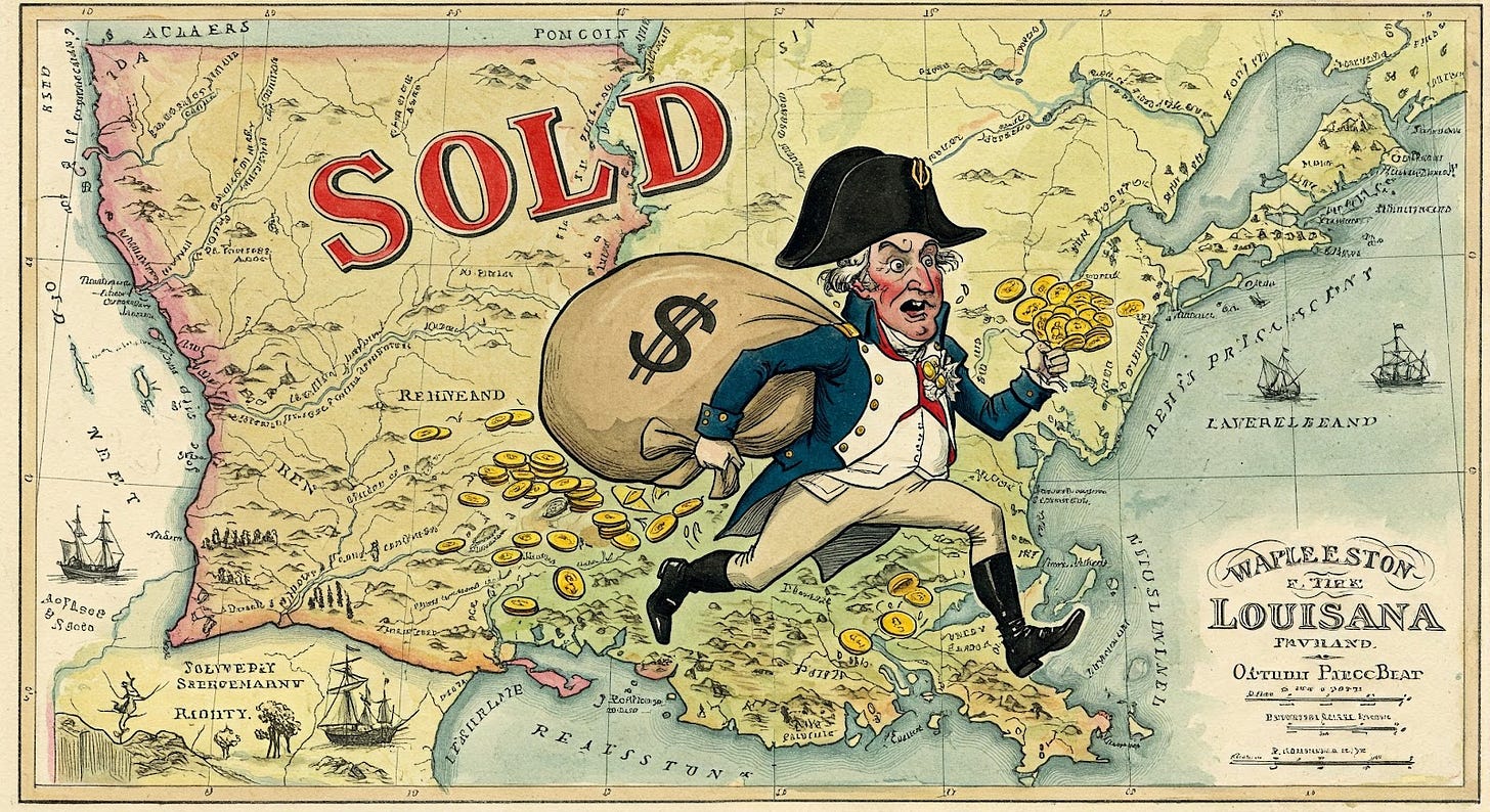 1803 map of Louisiana when Napoleon sold it for 15 million. 1803 map of Louisiana when Napoleon sold it for 15 million.