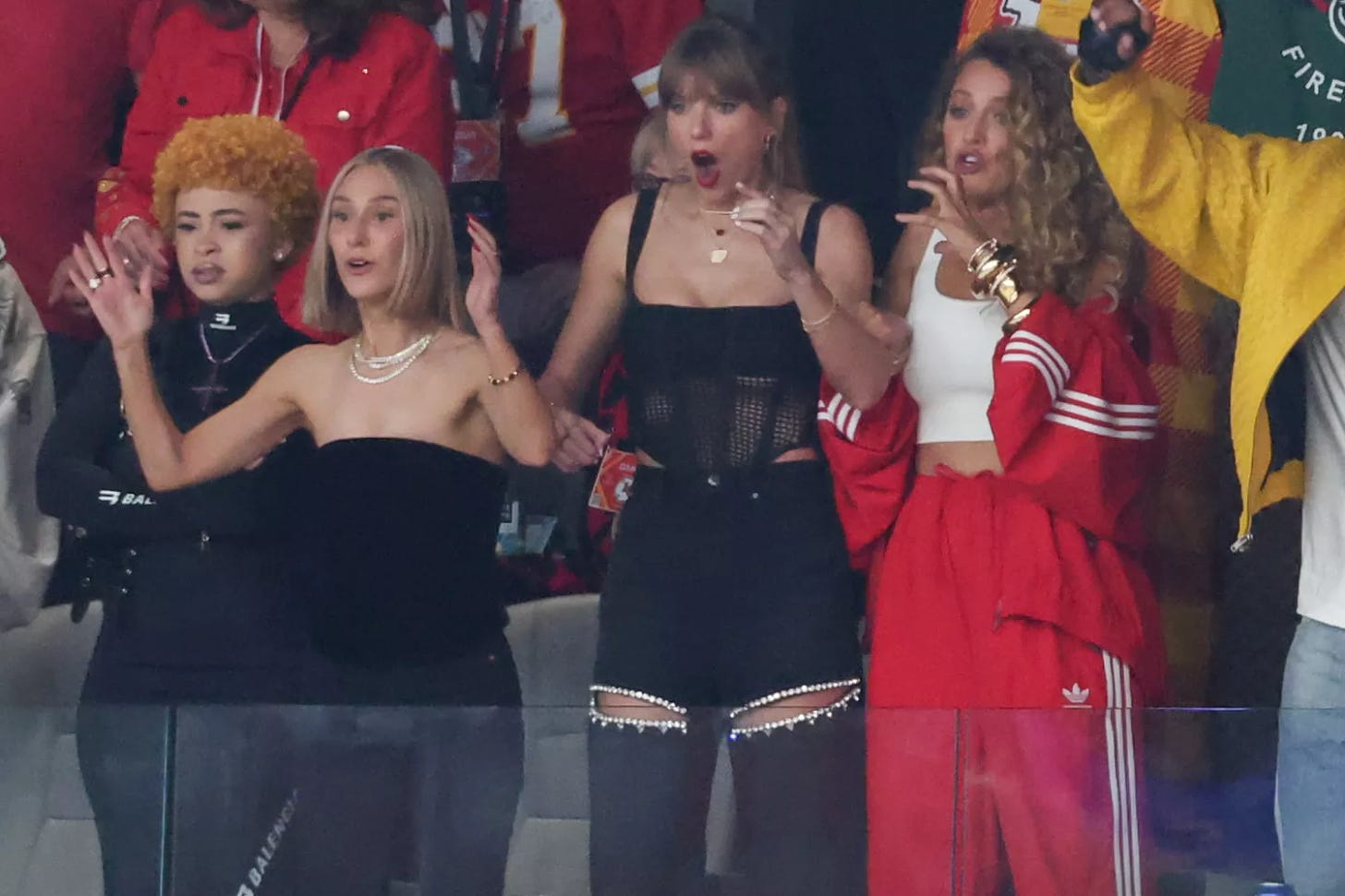 Ice Spice, Taylor Swift and Blake Lively at the Super Bowl LVIII