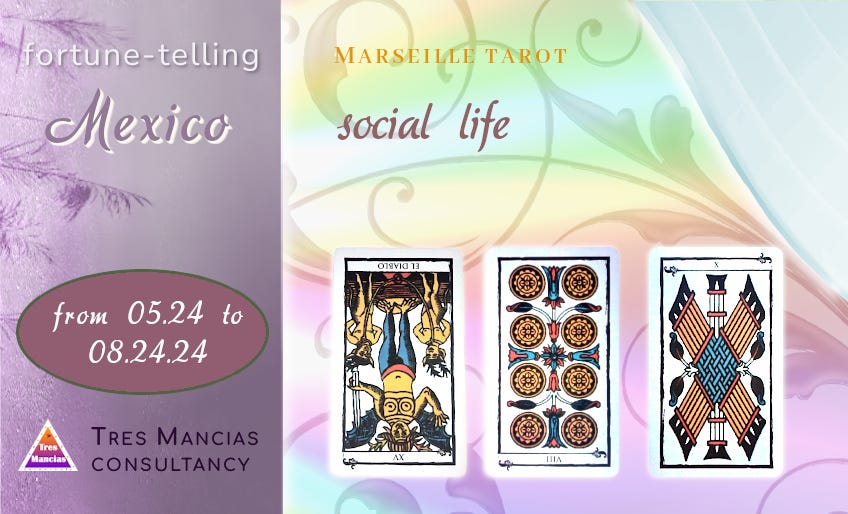 Marseille Tarot for Mexico (from 05.24 to 08.24.24). Fortune-telling and forecasting in Tres Mancias Consultancy.