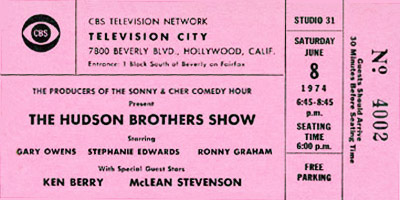 Hudson Brothers Show, The | Old TV Tickets