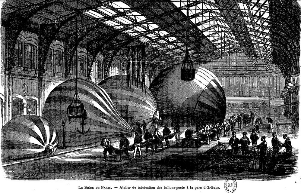 Balloon manufacturing at the Gare d'Orleans