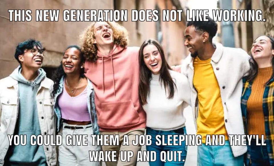 r/terriblefacebookmemes - Here's your daily "GENZ LAZY!" meme!