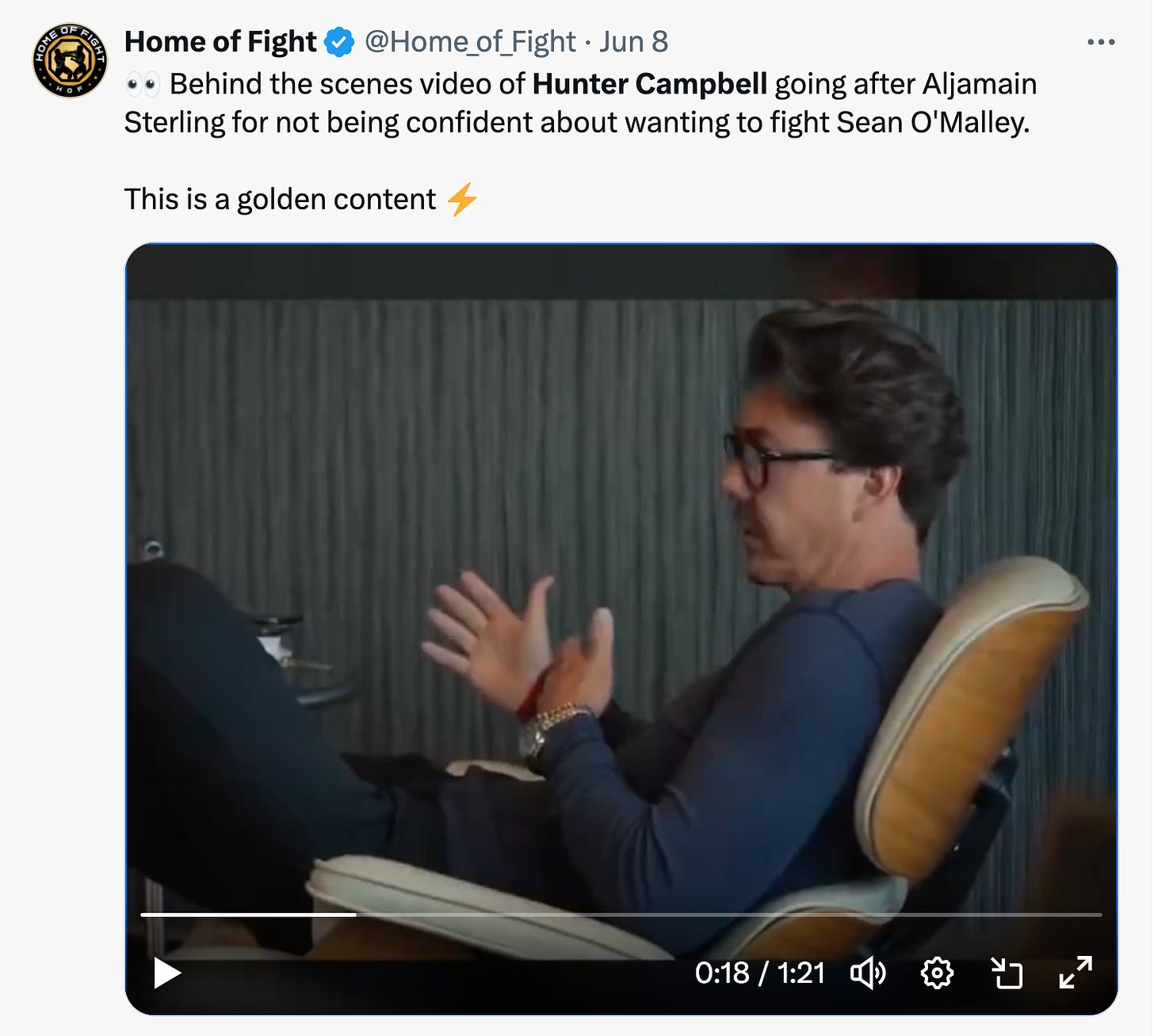 👀 Behind the scenes video of Hunter Campbell going after Aljamain Sterling for not being confident about wanting to fight Sean O'Malley.  This is a golden content ⚡️