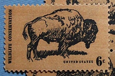 Ten 6c American Buffalo .. Vintage Unused US Postage Stamps .. Old West, Wildlife Conservation, Great Plains USA image 1