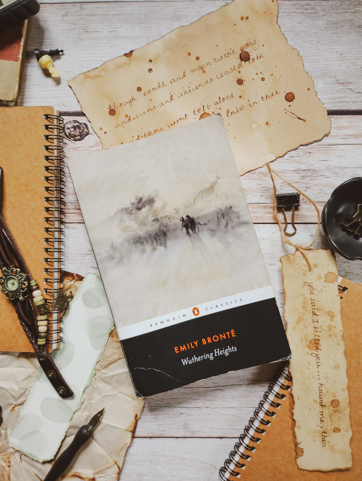 Penguin black classics, Wuthering Heights by Emily Brontë, on a wooden table