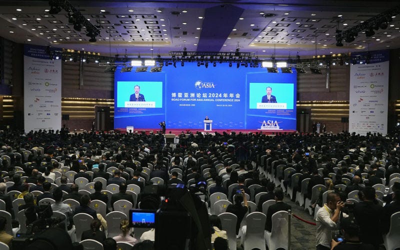 March 28, 2024, shows the third day of the four-day Boao Forum for Asia annual conference in China's Hainan Province. (Kyodo)==Kyodo Photo via Credit: Newscom/Alamy Live News