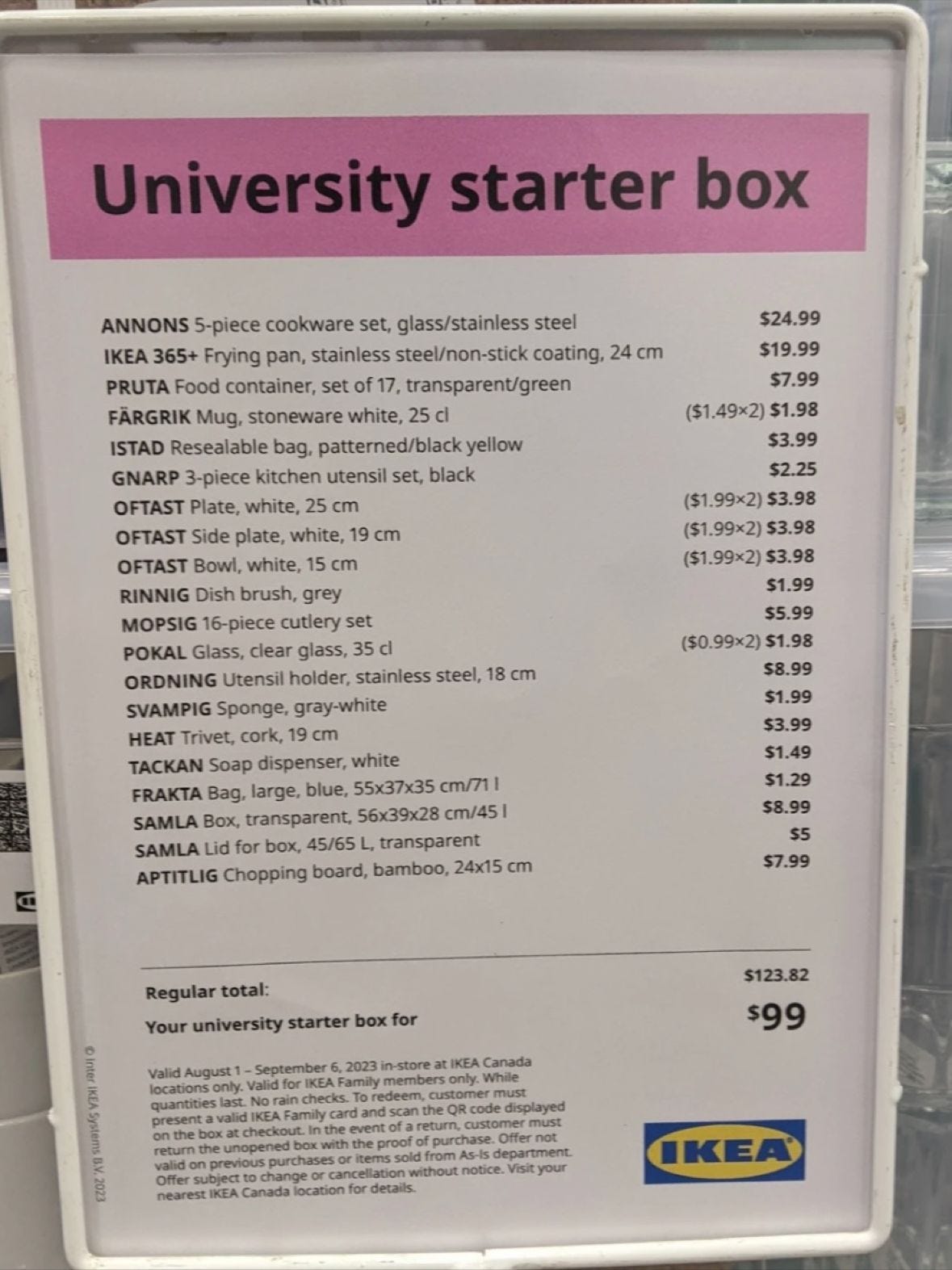 IKEA’s University Starter Box picture shown on a billboard sign