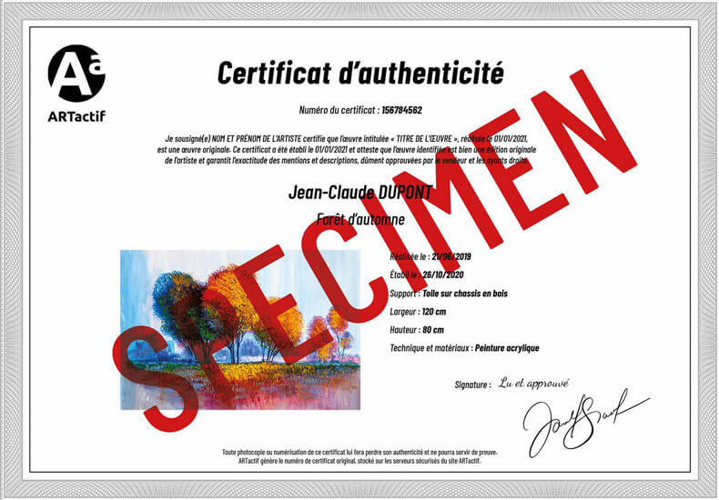 Certificat d'authenticité pour une œuvre contemporaine - ARTactif - ARTactif