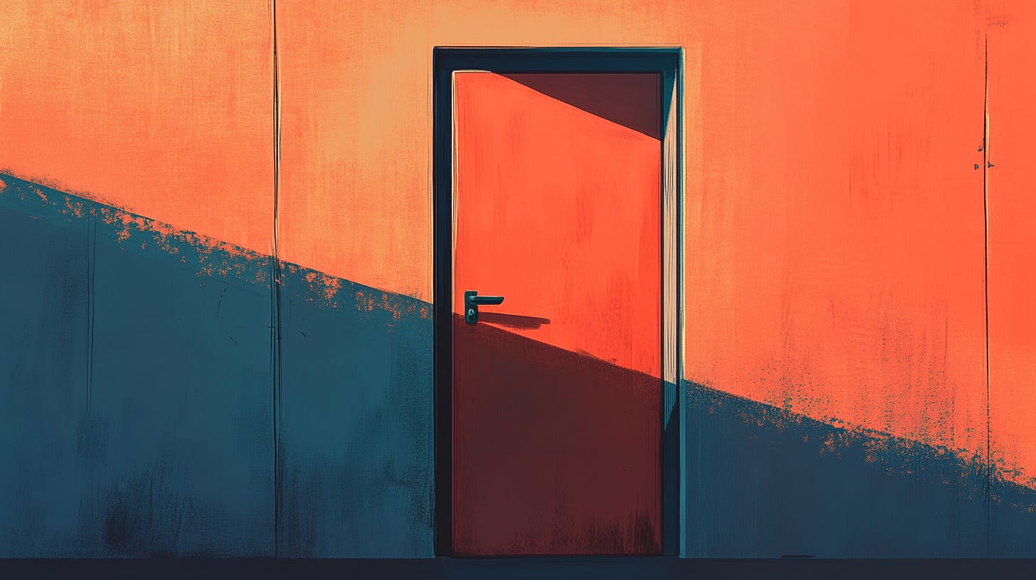 A closed door.