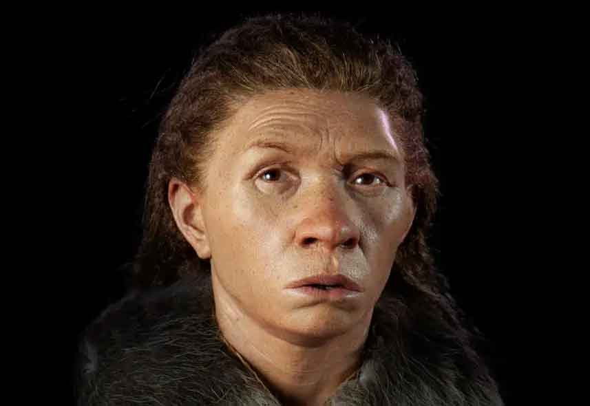 A Neandertal woman with reddish hair and freckles A Neandertal woman with reddish hair and freckles