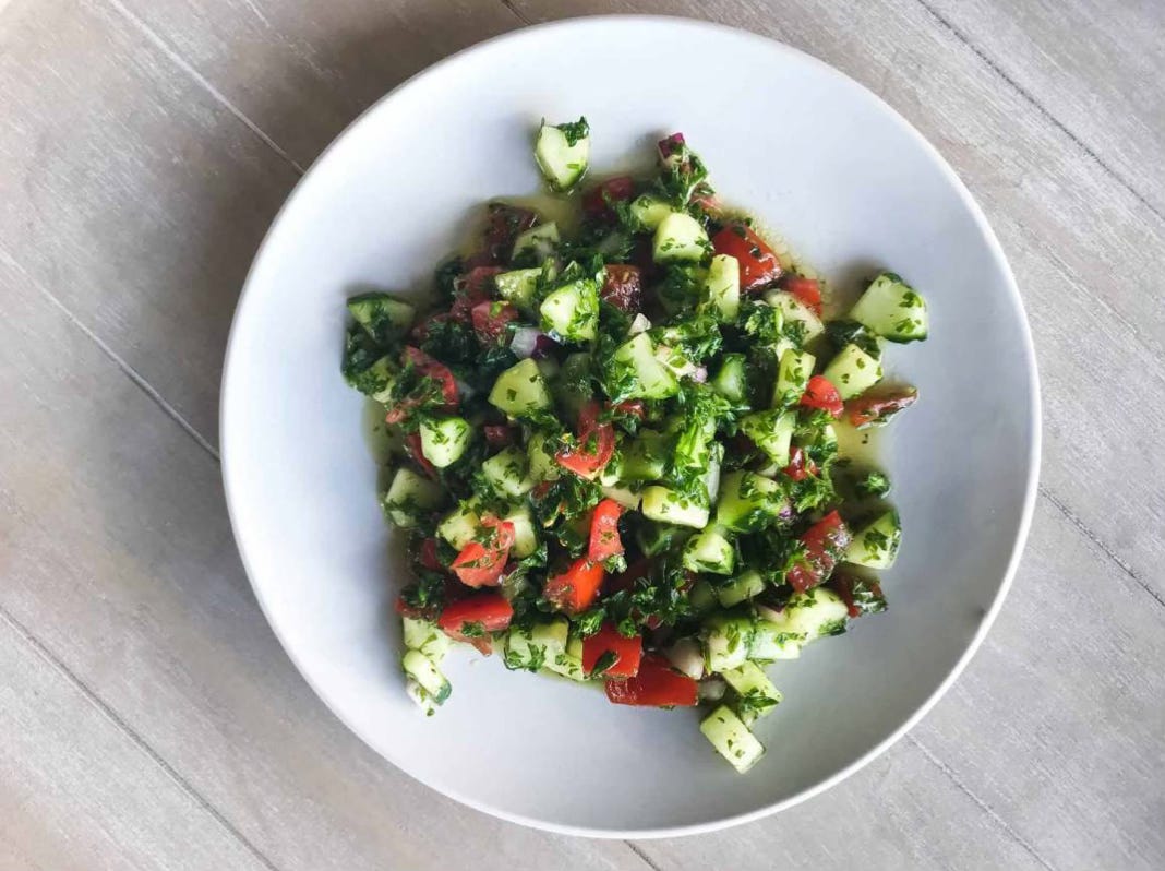 herby cucumber and tomato salad