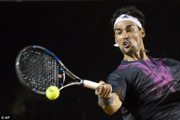 fabio fognini slams bare ball tennis into rafael nadal back rio open 2015