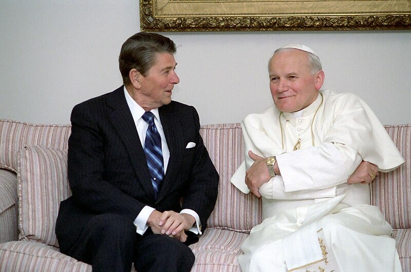 File:President Ronald Reagan meeting with Pope John Paul II at the Fairbanks Airport in Alaska.jpg