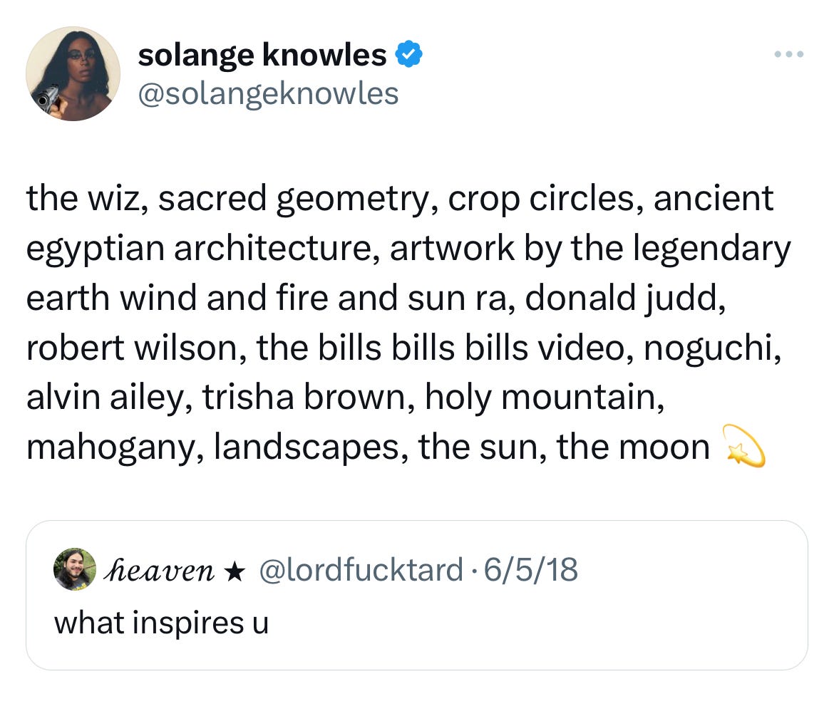 solange fan asks: what inspires you?