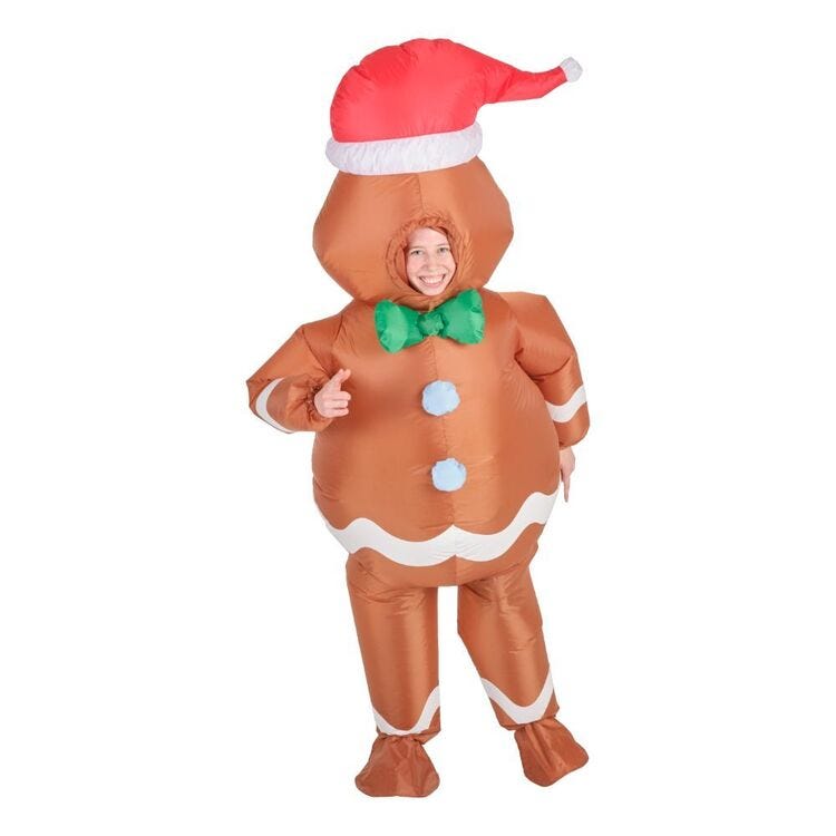 Jolly & Joy Inflatable Gingerbread Man Adult Costume Brown