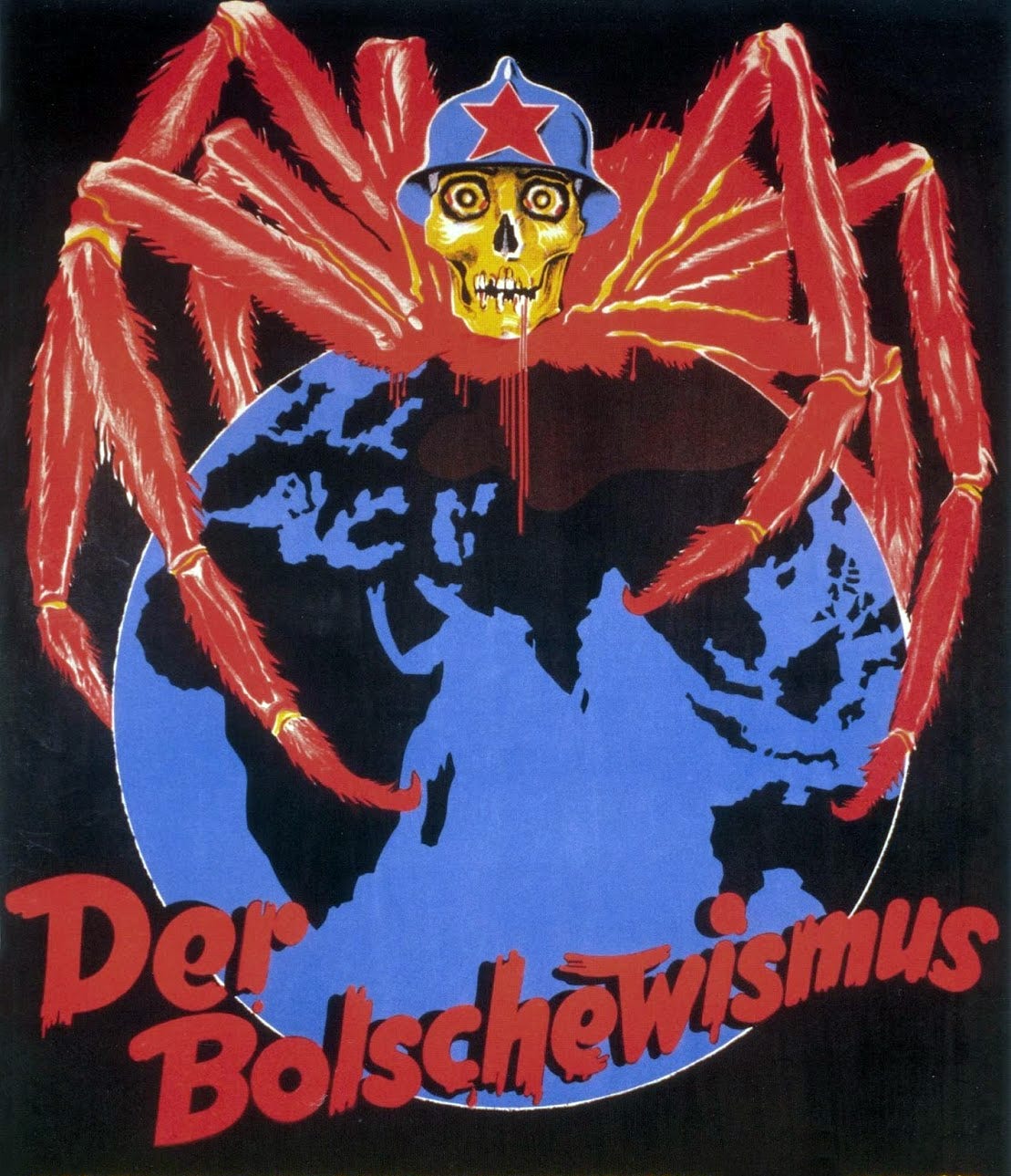 Propagandopolis on X: "'Bolshevism' — German anti-communist propaganda (ca.  1937) showing a bloody Bolshevik spider perched on the globe.  https://t.co/gv23VXo7u3" / X