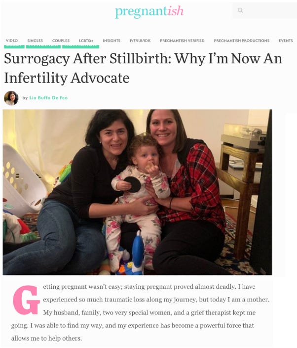 Surrogacy after stillbirth photo of mom, surrogate and baby