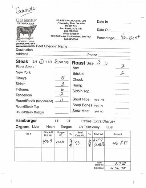 Beef Cut Sheet Guide